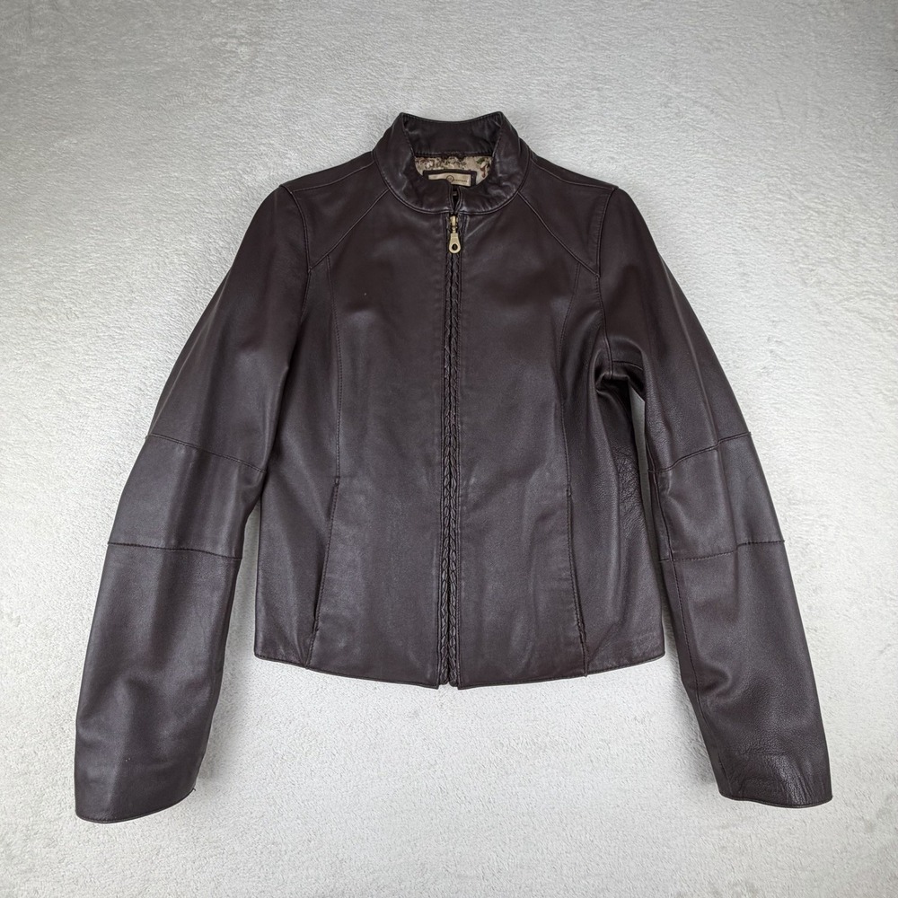 Wilsons Leather Brown Genuine Leather‎ Womens Modern Fit Zip Front Jacket Size M